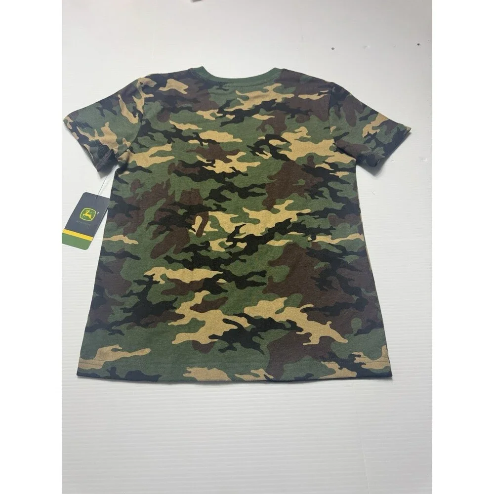 John Deere Kids Camo Logo T-Shirt Size M (8) Green Short Sleeve NWT
